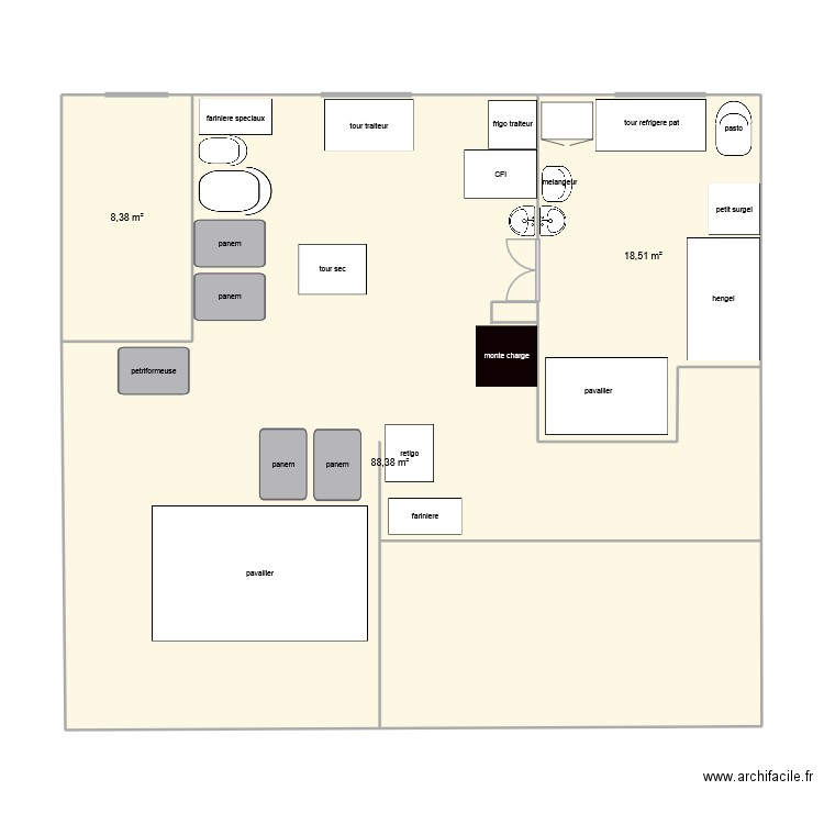 vougy RDC. Plan de 3 pièces et 115 m2