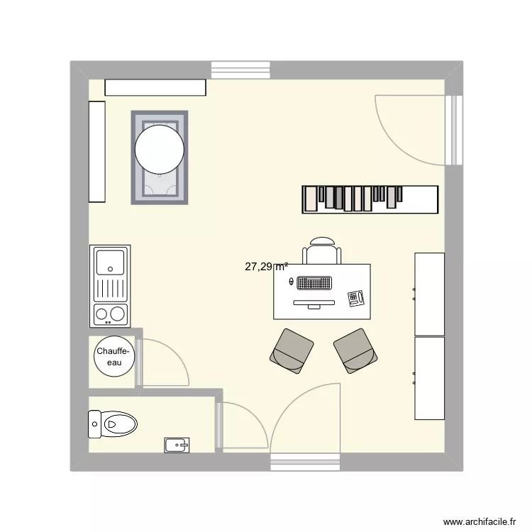 Bureau Aur&eacute;lia. Plan de 1 Pièce et 27 m²