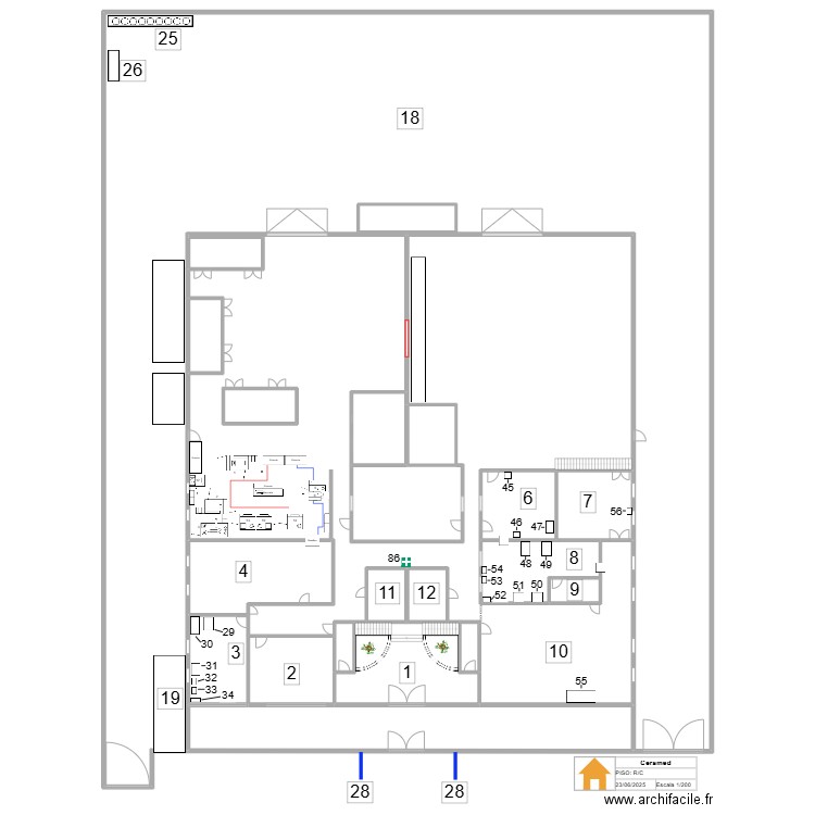 Maquina auto decapagem 1. Plan de 22 pièces et 3017 m2