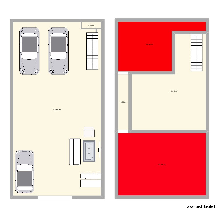 Garage dad. Plan de 6 pièces et 222 m2