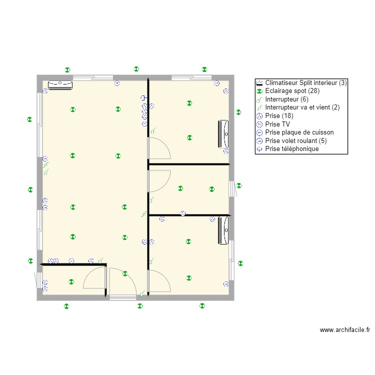 Villa Thibault. Plan de 5 pièces et 54 m2