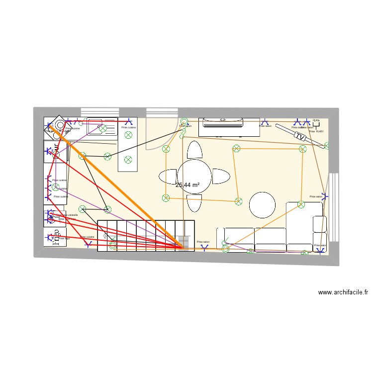 Maison perso 1. Plan de 3 pièces et 76 m2