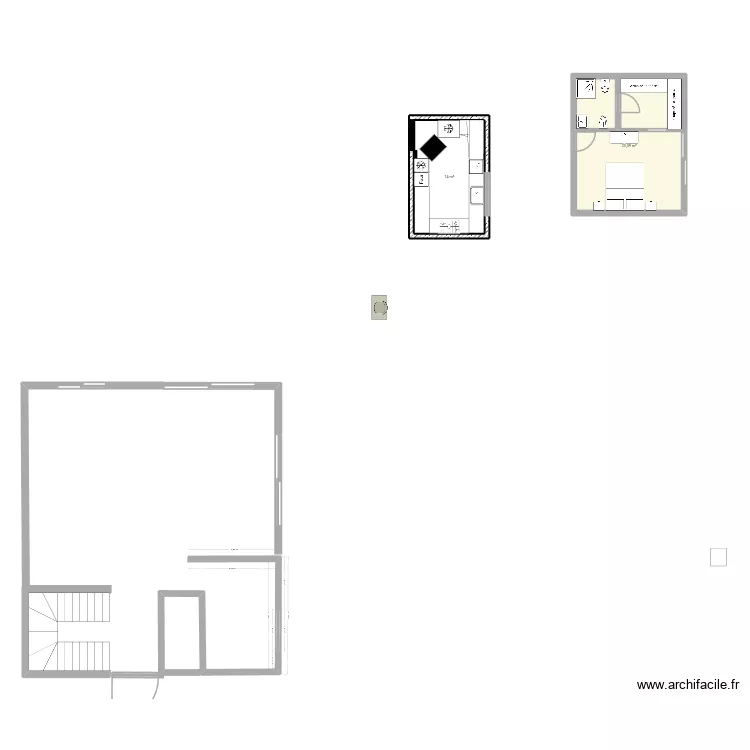 Cuisine. Plan de 2  et 37 m²