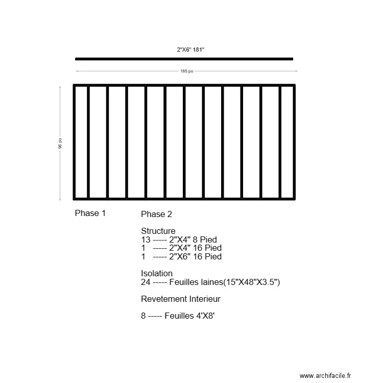 16X20 Mur Interieur. Plan de 12 pièces et 10 m2