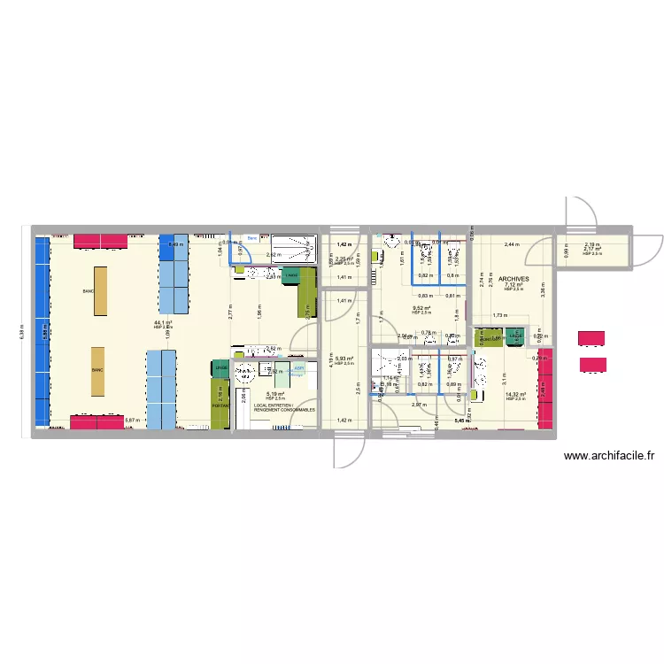 PROJET 7 -Sanitaires et Vestiaires ARMEN. Plan de 8  et 91 m²