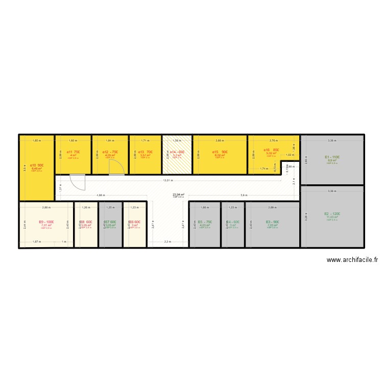 haut. Plan de 17 pièces et 106 m2