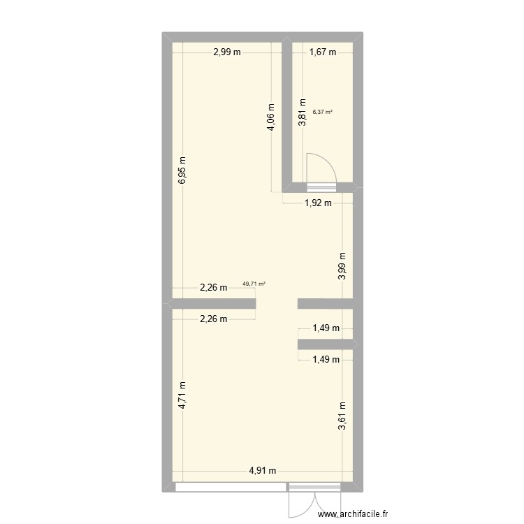 LOCAL HORLOGE 2. Plan de 2 pièces et 56 m2