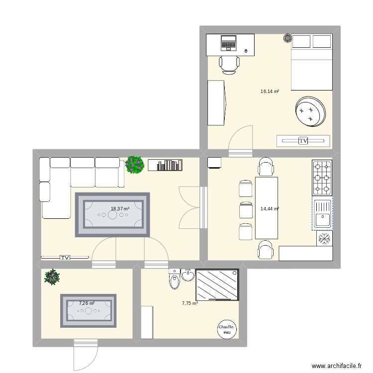 ma maison du futur. Plan de 5 pièces et 64 m2