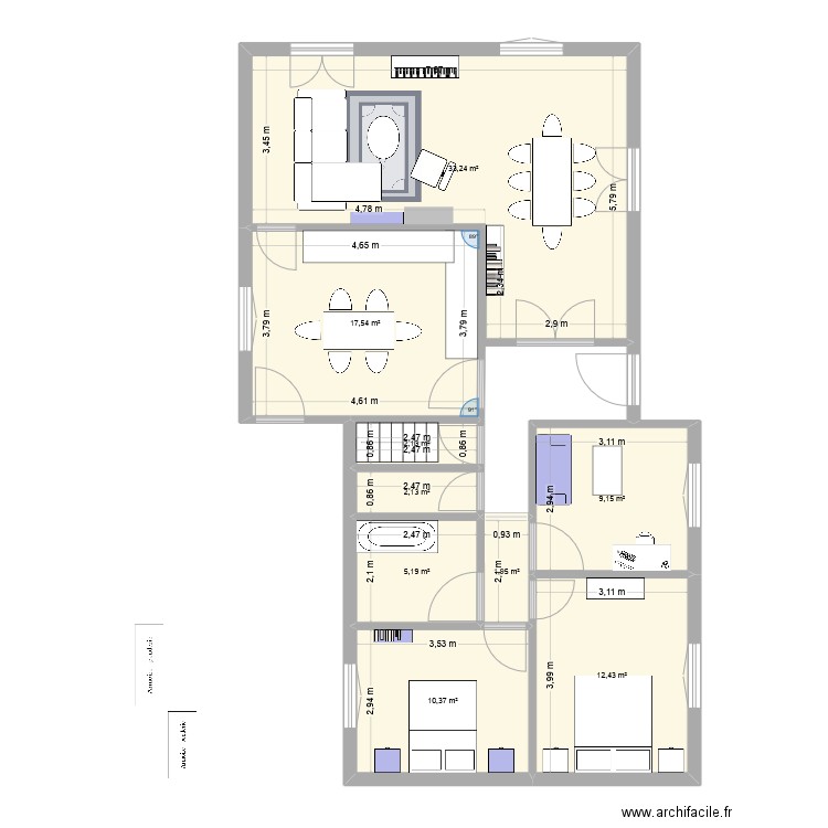 Maison Maman. Plan de 8 pièces et 92 m2