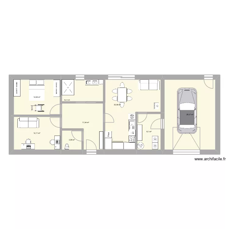 Plan 6 WC individuel. Plan de 7  et 105 m²
