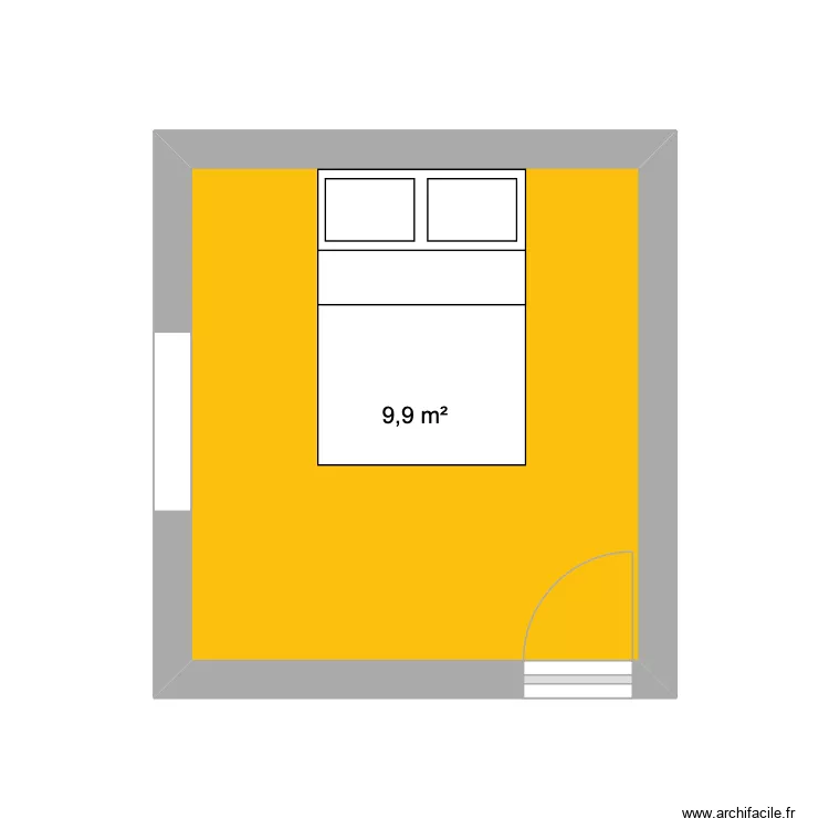 chambre bas jardin. Plan de 1 pièce et 10 m²