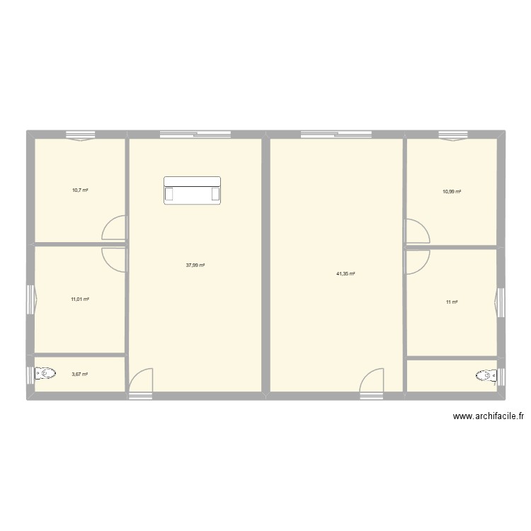 plan maison jumelle. Plan de 7 pièces et 127 m2