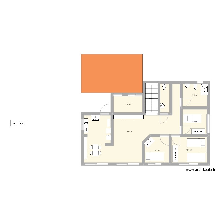 FARE ORA HAMUTA. Plan de 7 pièces et 82 m2