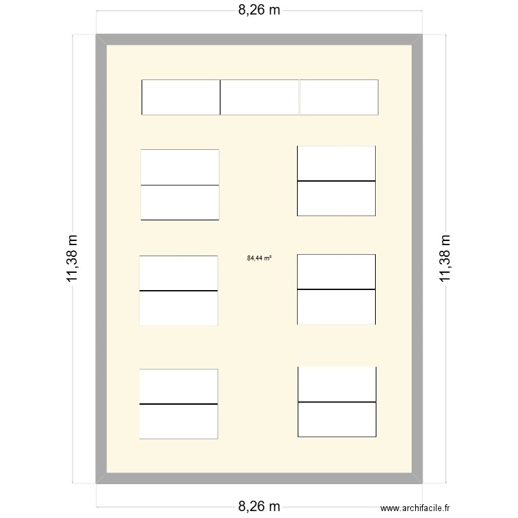 Plan de table 2. Plan de 1 pièce et 84 m2