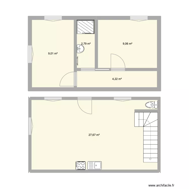 32 emile normandin. Plan de 5 Pièces et 53 m²
