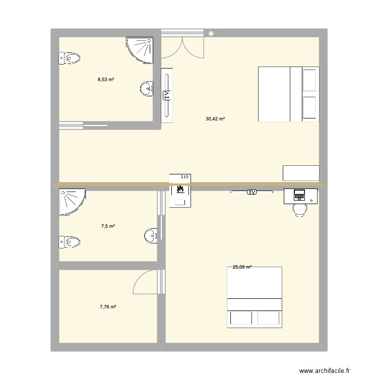 plaine des palmiste 3. Plan de 5 pièces et 79 m2