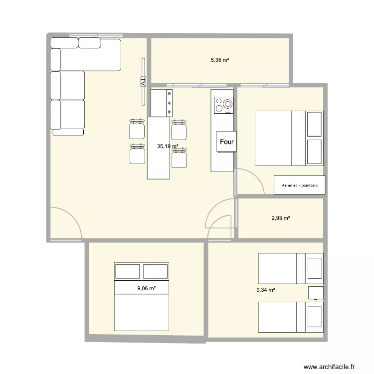 kamel B 3. Plan de 5 pièces et 62 m² kamel B 3. Plan de 5 pièces et 62 m²