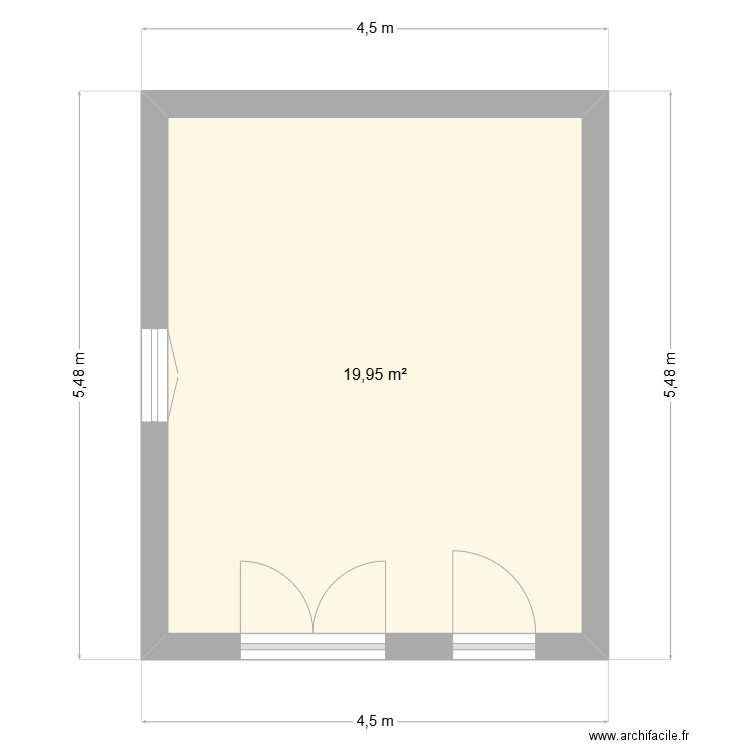 Abri de jardin. Plan de 1 pièce et 20 m2