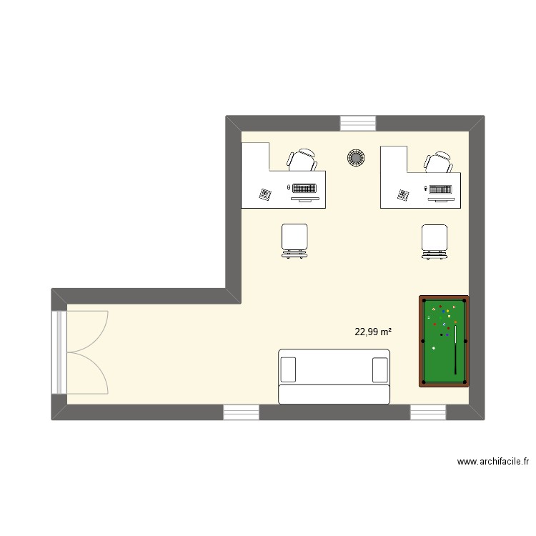 klsdjinhijdf. Plan de 1 pièce et 23 m2