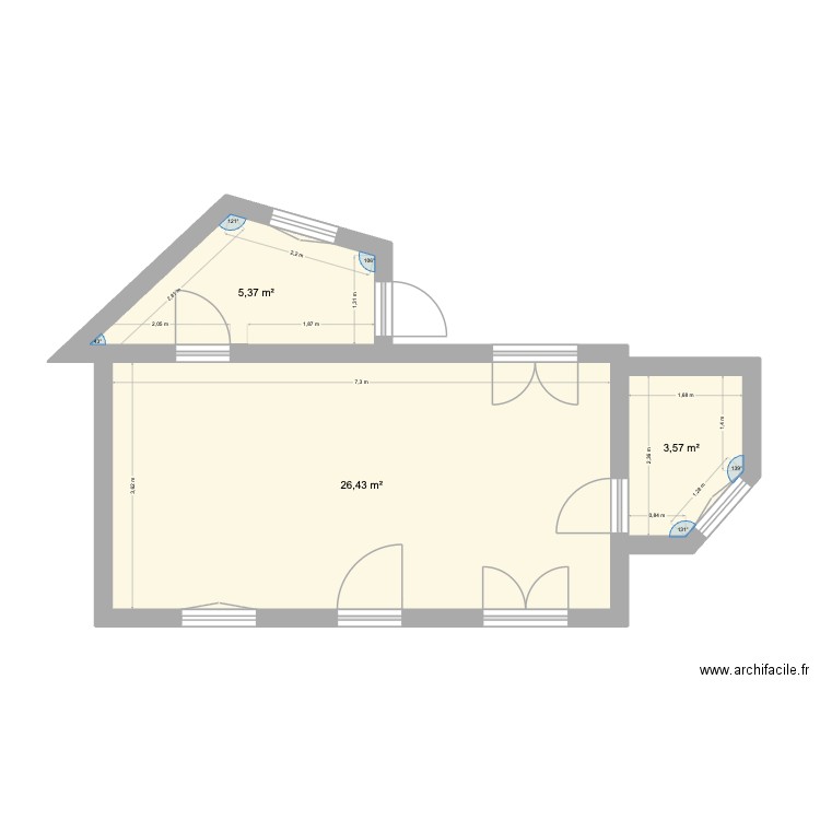 Castero 2. Plan de 3 pièces et 35 m2