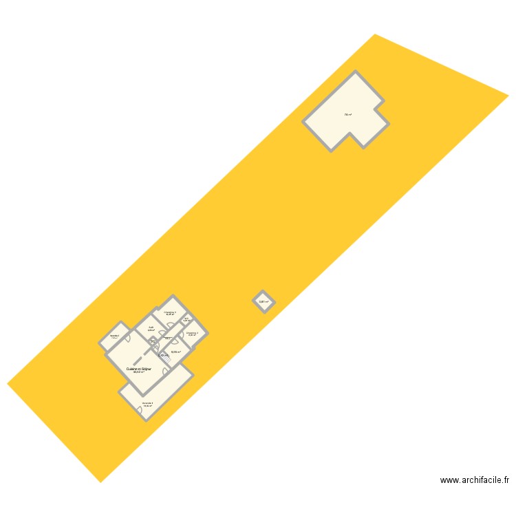 Plan Montmain 350 calvaire Existant. Plan de 13 pièces et 212 m2