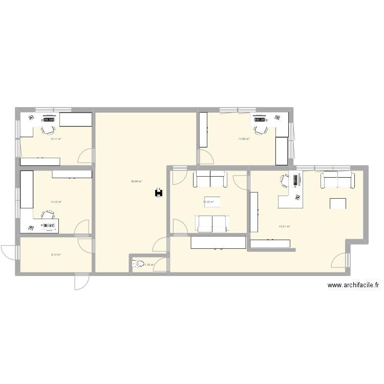 Bureaux 17.11.23. Plan de 8 pièces et 149 m2