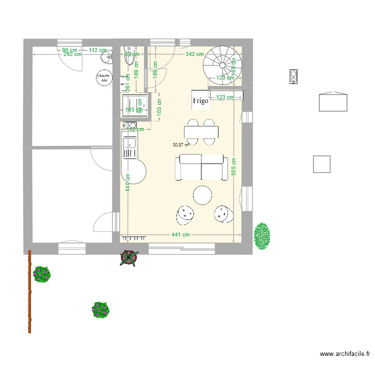 Extension 7. Plan de 3 pièces et 39 m2