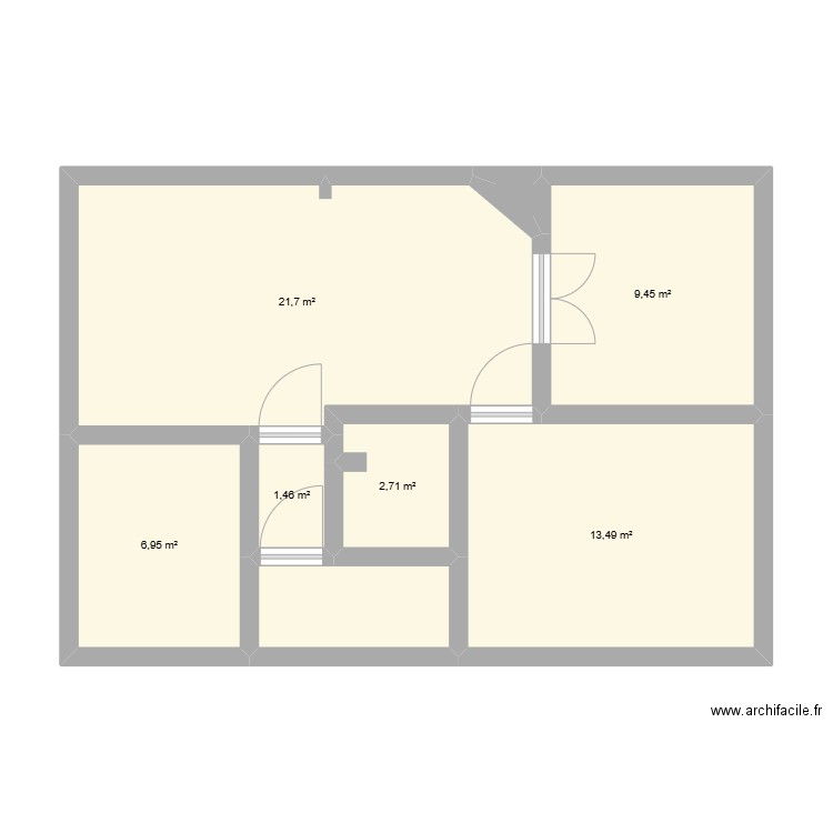 Aline Quertain. Plan de 8 pièces et 59 m2