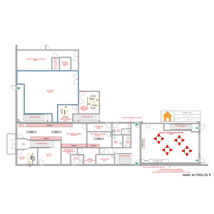 AMÉNAGEMENT MAGASIN. Plan de 21 pièces et 383 m2
