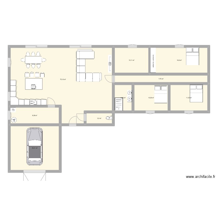 plan 1. Plan de 10 pièces et 174 m2