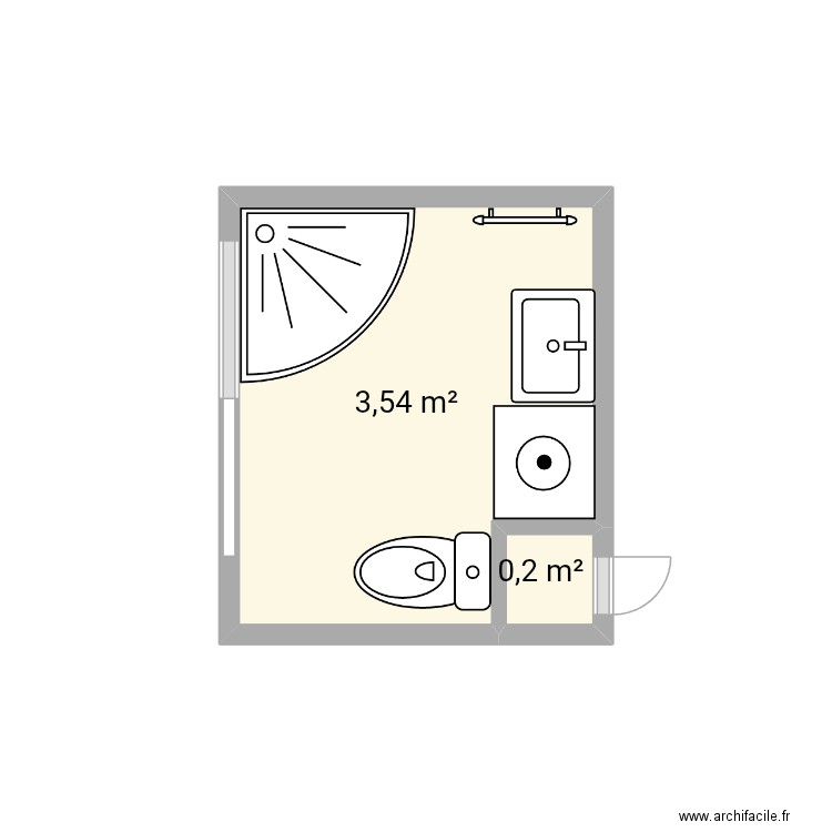 Sdb2 valence. Plan de 2 pièces et 4 m2