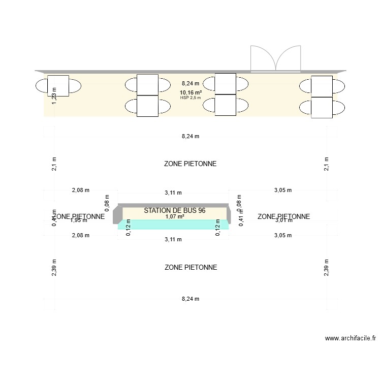 Terrase Saint Marcell 2025. Plan de 6 pièces et 50 m2