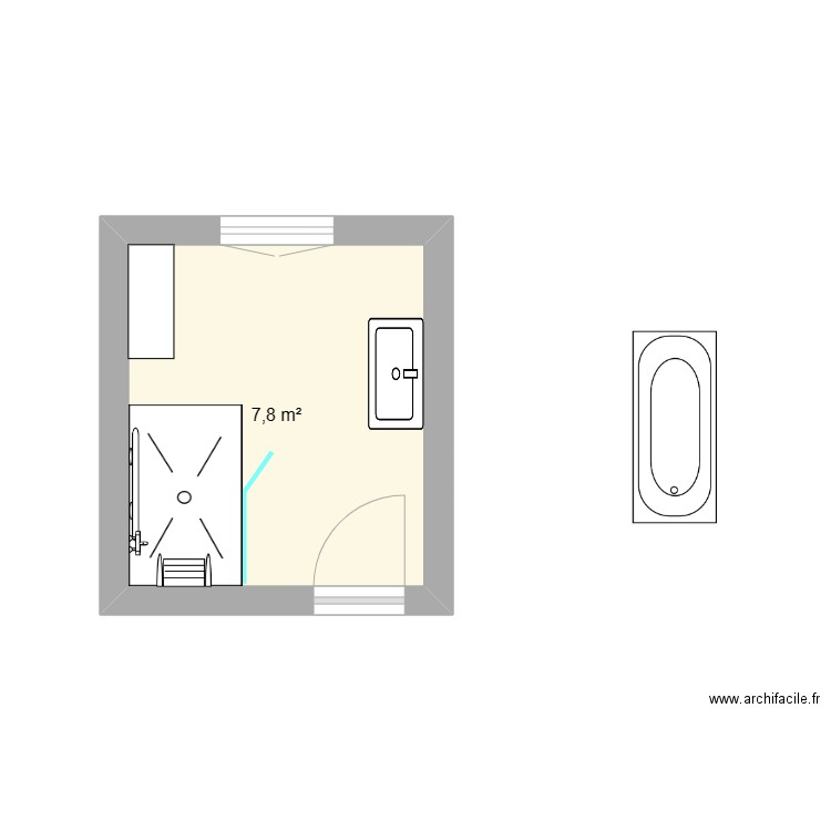 NOEL Alain croquis. Plan de 1 pièce et 8 m2