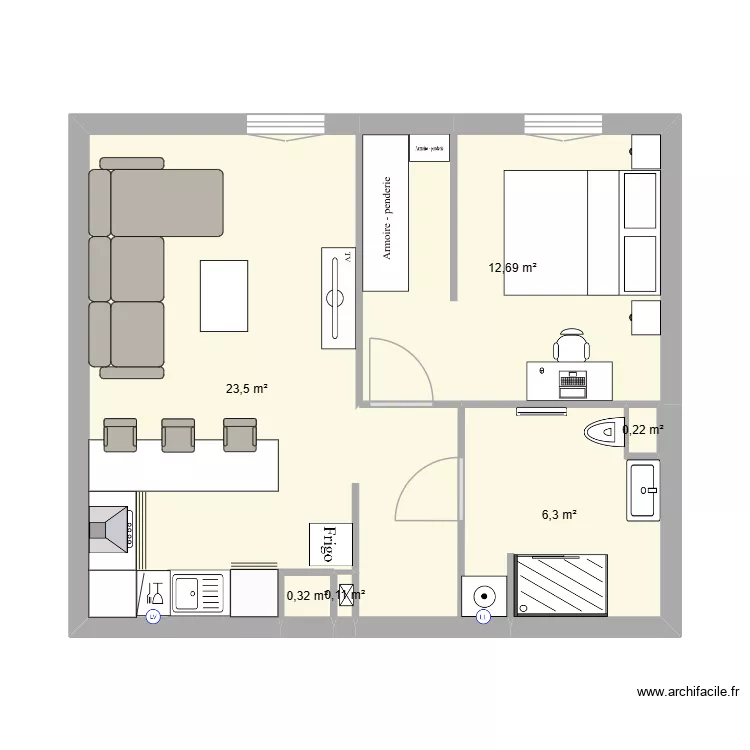 Folia 104. Plan de 6  et 43 m²