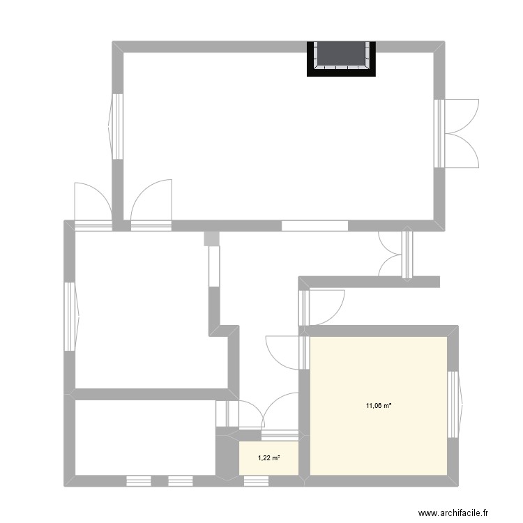 cuisine salle de bain toilette. Plan de 1 pièce et 1 m2