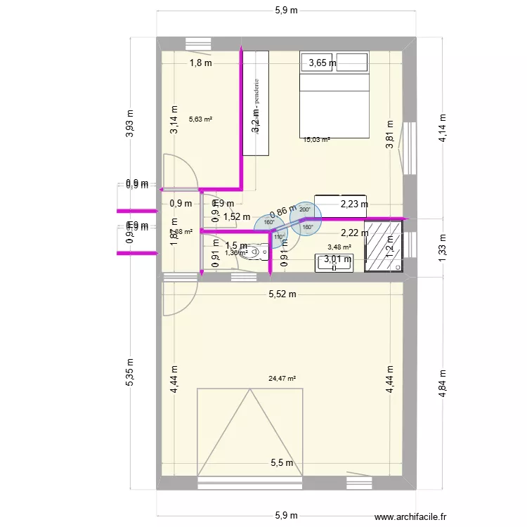 essai17. Plan de 6  et 52 m²