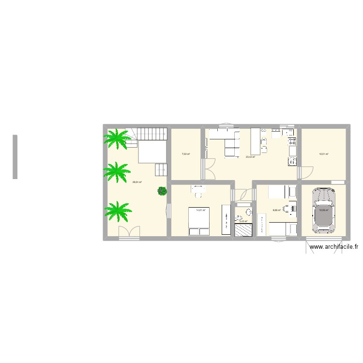 atef jad. Plan de 8 pièces et 107 m2