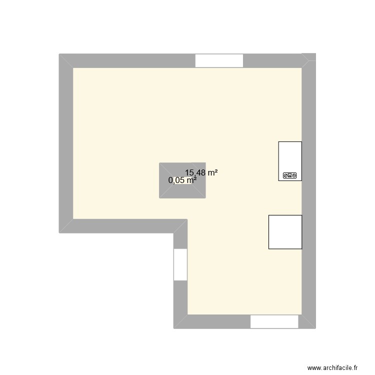 Cave. Plan de 2 pièces et 16 m2