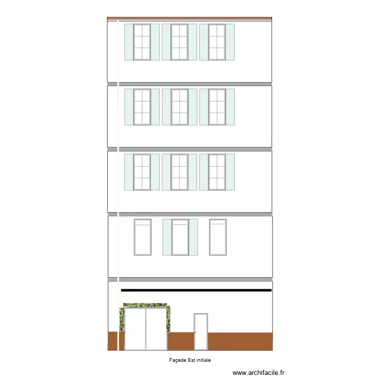 Fa&ccedil;ade Est initiale. Plan de 