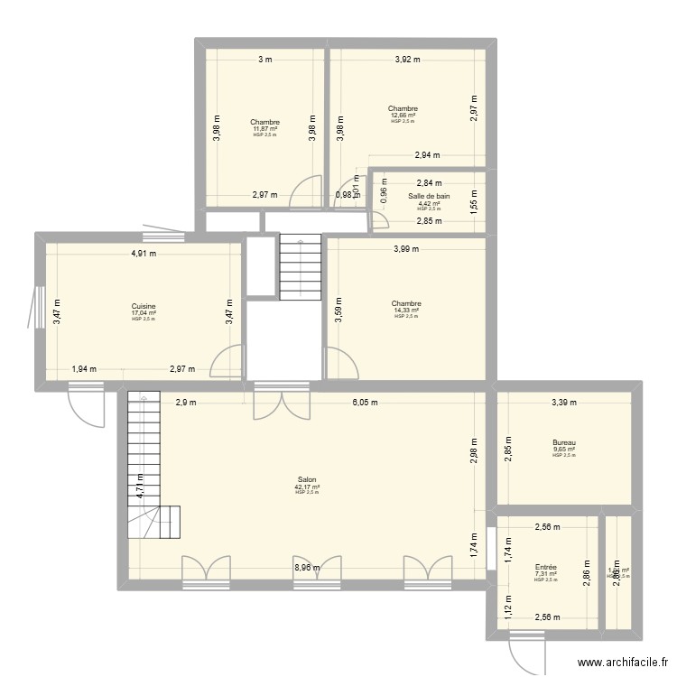 base maison. Plan de 9 pièces et 121 m2