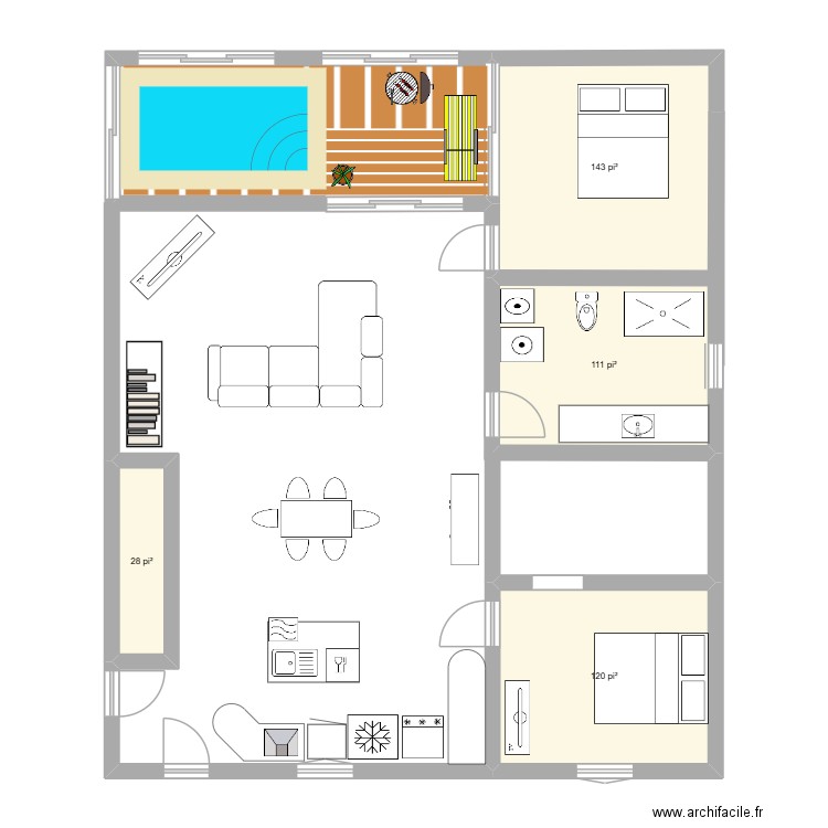 2e plan. Plan de 4 pièces et 37 m2
