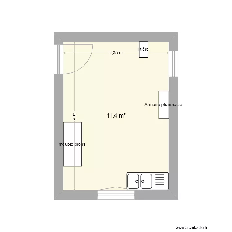 pièce isolement. Plan de 1 et 11 m² pièce isolement. Plan de 1 et 11 m²