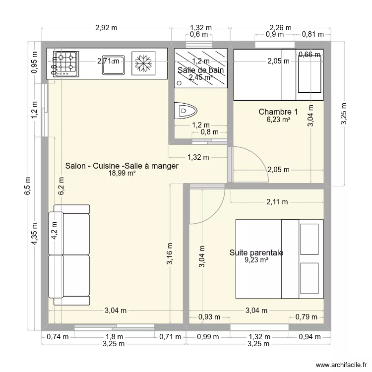 ULTIMA. Plan de 4 Pièces et 37 m²