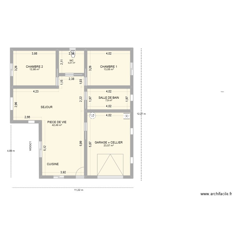 plan 12. Plan de 6 pièces et 105 m2