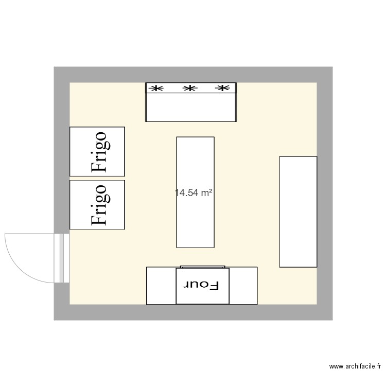 cuisine food landeron. Plan de 1 pièce et 15 m2