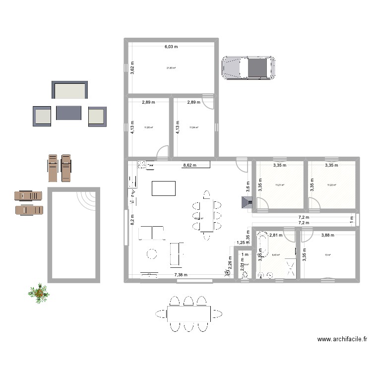 maison 2. Plan de 9 pièces et 168 m2