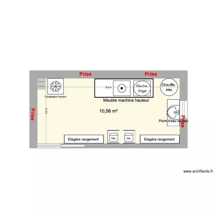 Cellier int&eacute;rieur. Plan de 1  et 11 m²