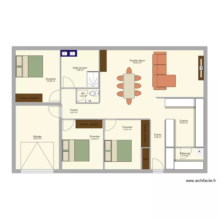 Maison 2. Plan de 12  et 116 m²