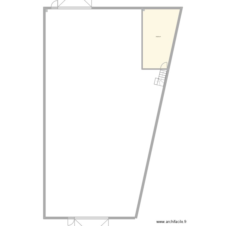 local. Plan de 1 pièce et 29 m2