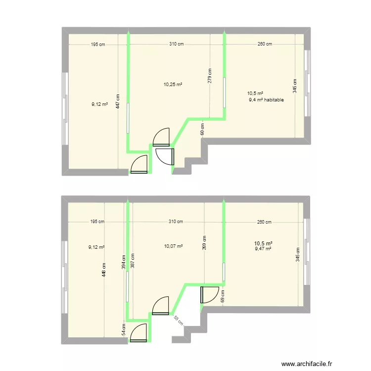 Plan Agencement A et B. Plan de 